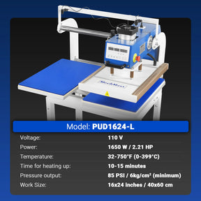 16x24 Inch Commercial Pneumatic Dual Platen Heat Press - Infrared Positioning Auto Lift Sublimation Transfer Machine Digital LCD Control (110V 2.2HP)