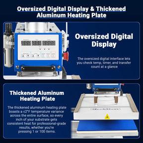 16x24 Inch Commercial Pneumatic Dual Platen Heat Press - Infrared Positioning Auto Lift Sublimation Transfer Machine Digital LCD Control (110V 2.2HP)