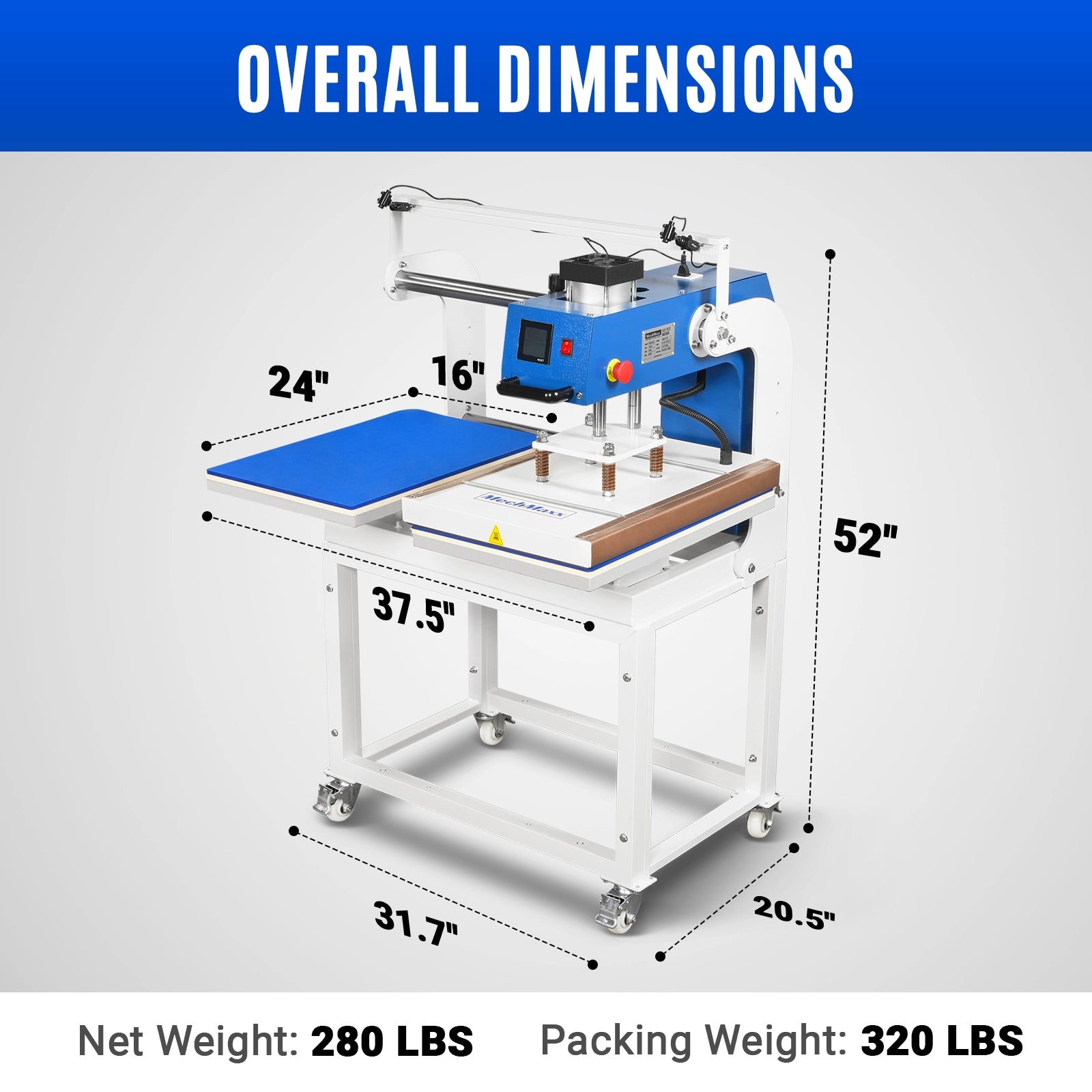16x24 Inch Commercial Pneumatic Dual Platen Heat Press - Infrared Positioning Auto Lift Sublimation Transfer Machine with Full Touch LCD Screen  (110V 2.2HP)