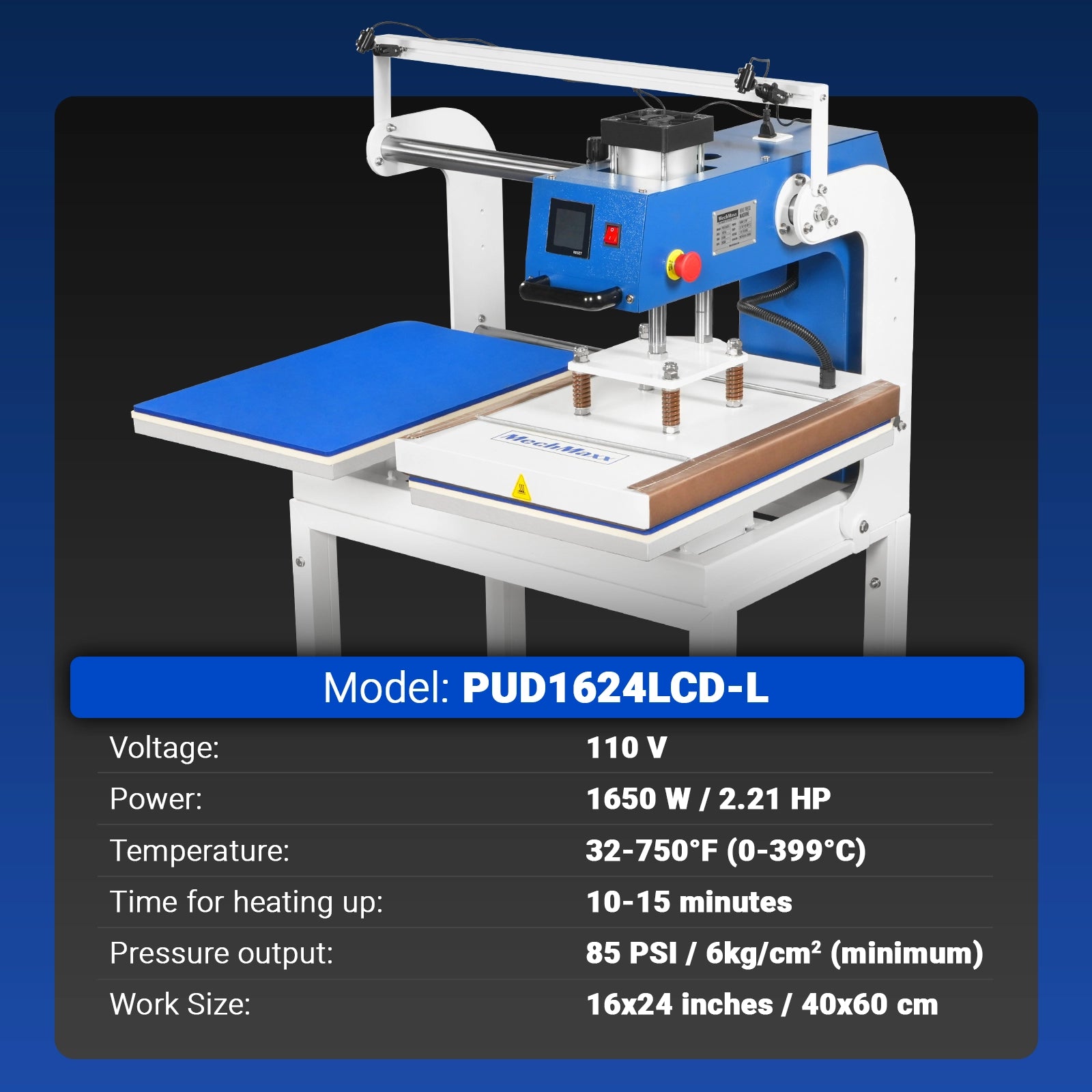 16x24 Inch Commercial Pneumatic Dual Platen Heat Press - Infrared Positioning Auto Lift Sublimation Transfer Machine with Full Touch LCD Screen  (110V 2.2HP)