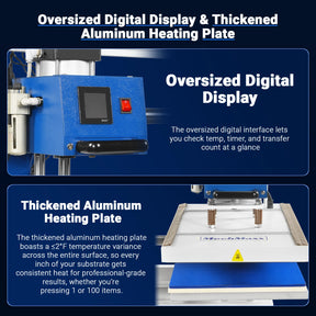16x24 Inch Commercial Pneumatic Dual Platen Heat Press - Infrared Positioning Auto Lift Sublimation Transfer Machine with Full Touch LCD Screen  (110V 2.2HP)