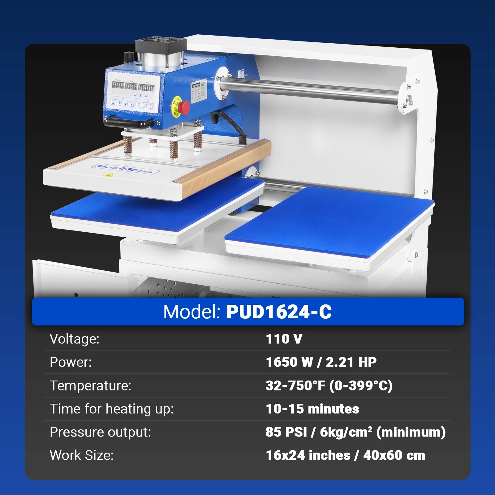 16x24 Inch Commercial Pneumatic Dual Platen Heat Press - Auto Lift Sublimation Transfer Machine with Storage Base Cabinet (110V 1650W)