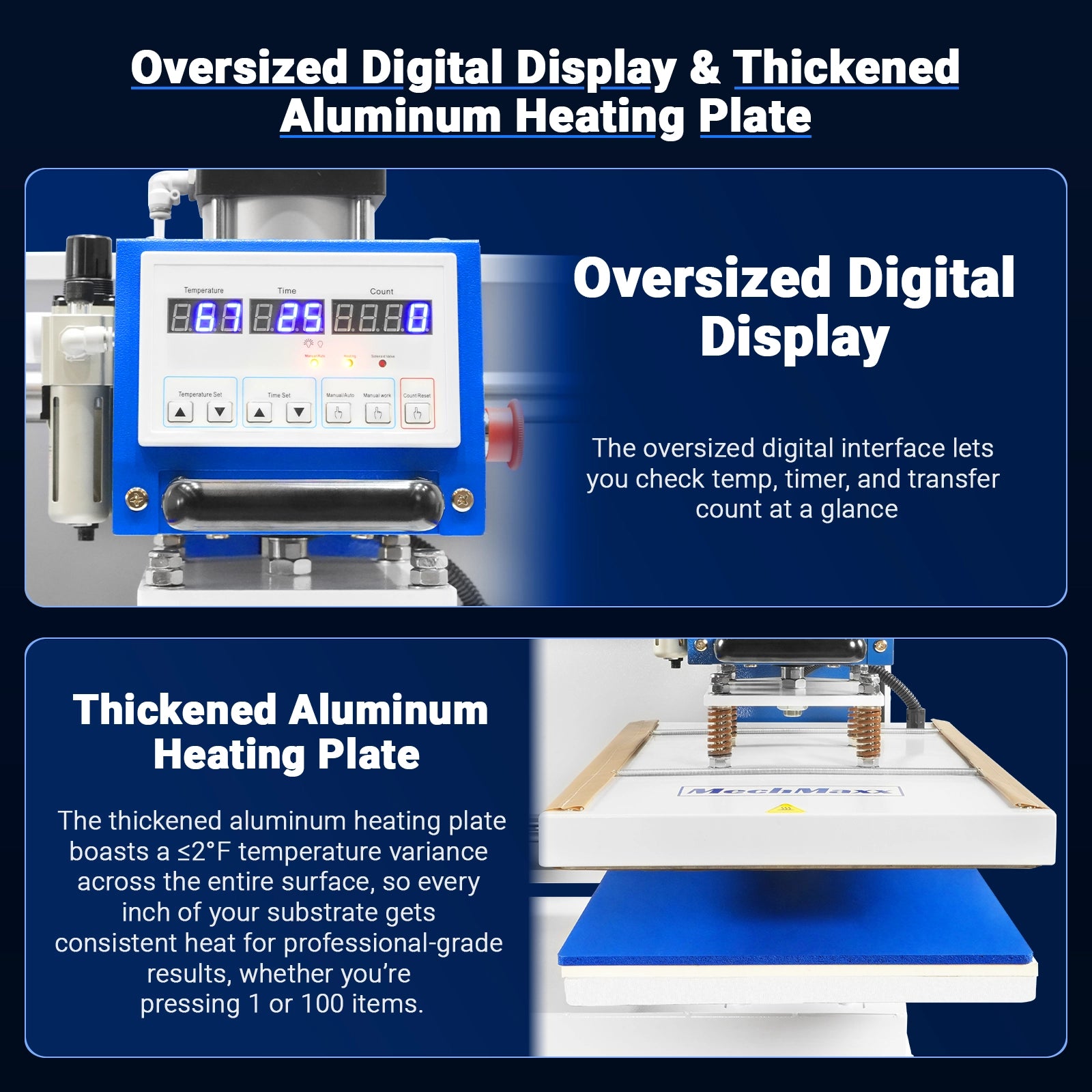 16x24 Inch Commercial Pneumatic Dual Platen Heat Press - Auto Lift Sublimation Transfer Machine with Storage Base Cabinet (110V 1650W)