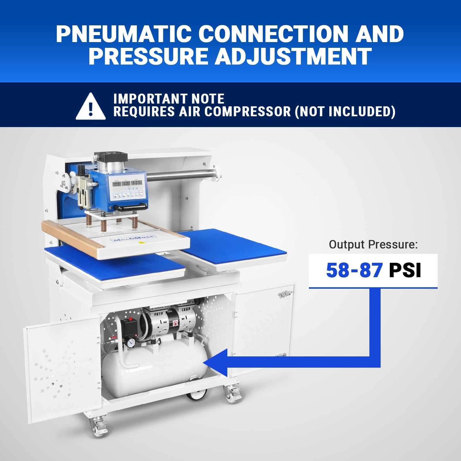 16x24 Inch Commercial Pneumatic Dual Platen Heat Press - Auto Lift Sublimation Transfer Machine with Storage Base Cabinet (110V 1650W)