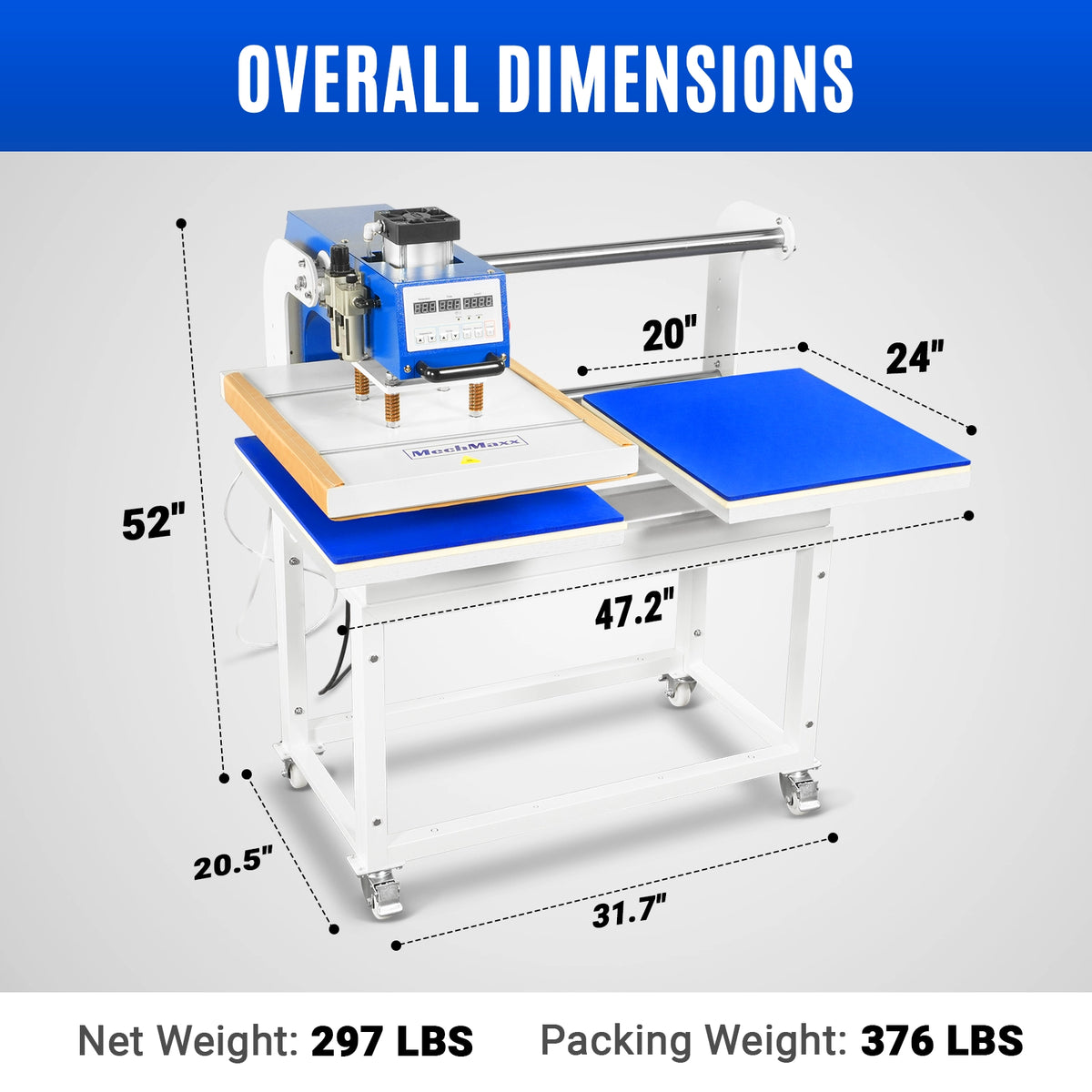20x24 Inch (50x60cm) Commercial Pneumatic Dual Platen Heat Press Auto Lift Sublimation Transfer Machine with AIRTAC Pneumatic Components (110V 4HP)