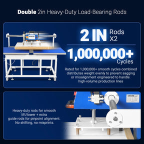 24x32 Inch (60x80cm) Industrial Pneumatic Dual Platen Heat Press - Auto Lift Digital Sublimation Transfer Machine (220V 8HP)