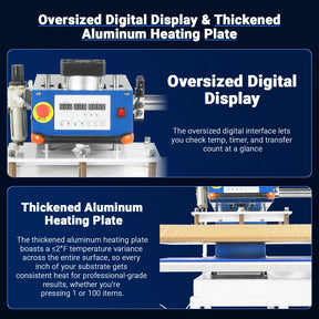 24x32 Inch (60x80cm) Industrial Pneumatic Dual Platen Heat Press - Auto Lift Digital Sublimation Transfer Machine (220V 8HP)