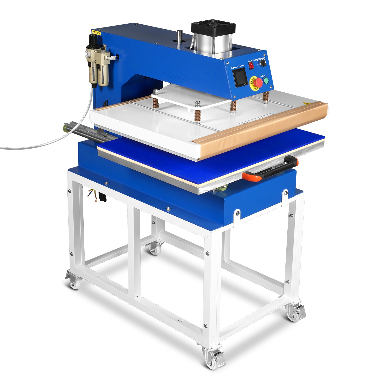 24x32 Inch (60x80cm) Industrial Pneumatic Single Station Heat Press Slide-Out Worktable LCD Touchscreen Sublimation Machine with AIRTAC Pneumatic Components (220V 8HP)