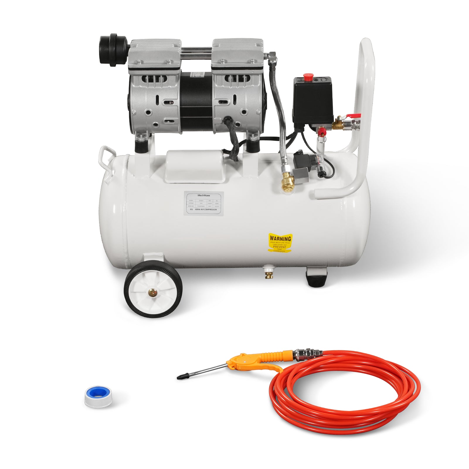 8 Gallon Air Compressor 600W 110V Oil-Free Quiet Electric Air Pump - 0.7MPa, 40L/min