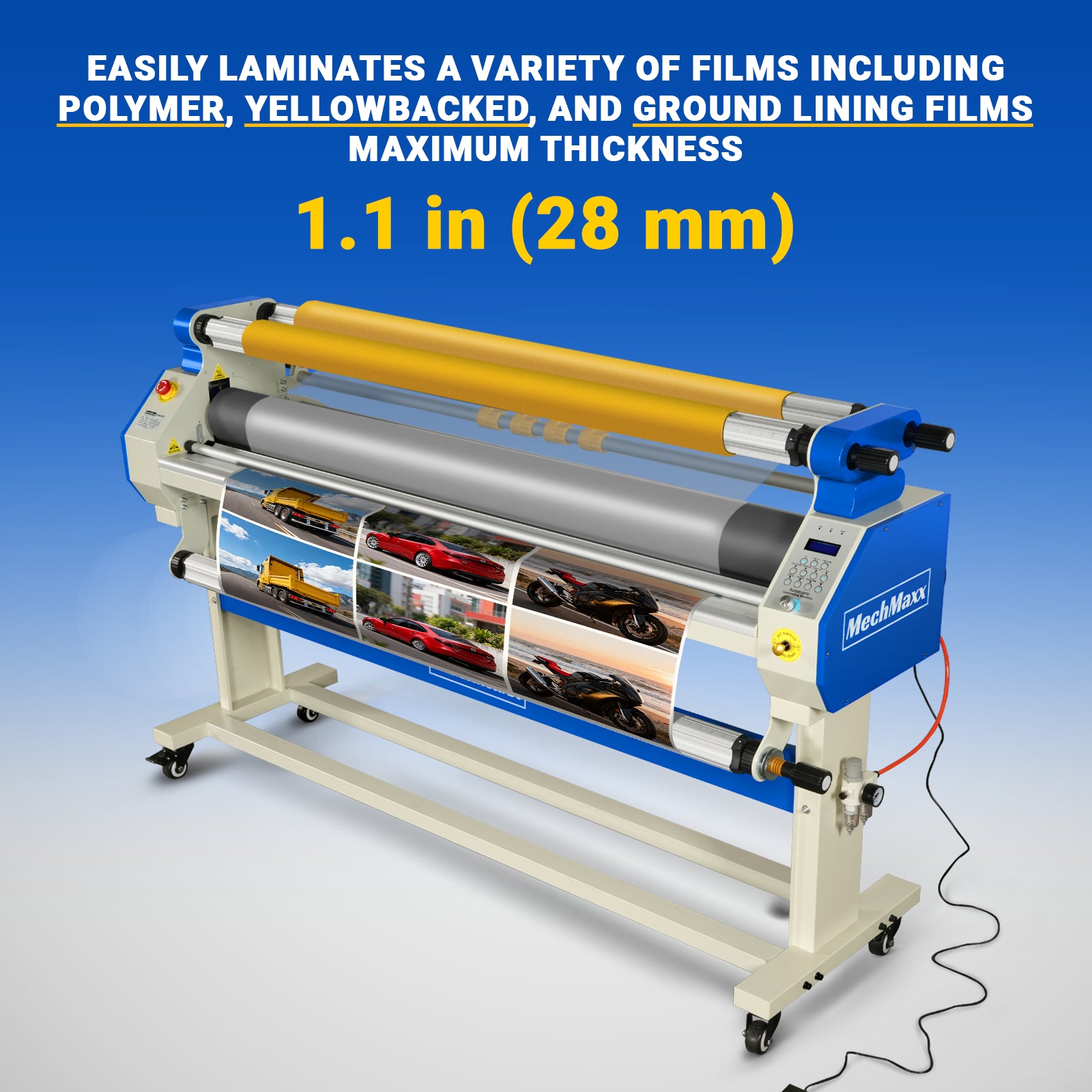 65" Wide Format Full-Auto Cold & Heat Assisted Laminator Machine with 4 Trimmers, Max Speed 40ft/min, 63" Max Width, 1.1" Max Thickness, Infrared Heating, Digital Control for Vinyl Graphics, Inkjet Prints, Posters 1700-B1