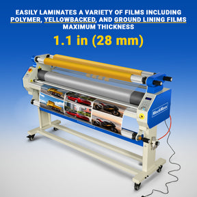 65" Wide Format Full-Auto Cold & Heat Assisted Laminator Machine with 4 Trimmers, Max Speed 40ft/min, 63" Max Width, 1.1" Max Thickness, Infrared Heating, Digital Control for Vinyl Graphics, Inkjet Prints, Posters 1700-B1
