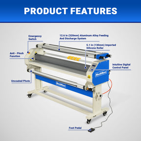 65" Wide Format Full-Auto Cold & Heat Assisted Laminator Machine with 4 Trimmers, Max Speed 40ft/min, 63" Max Width, 1.1" Max Thickness, Infrared Heating, Digital Control for Vinyl Graphics, Inkjet Prints, Posters 1700-B2