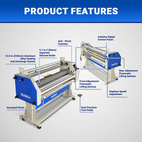 67" Wide Format Full - Auto Cold & Heat Assisted Laminator Machine (Model 1700 - A1) with 4 Trimmers, Max Speed 65.6 ft/min, 63" Max Width, 1.88" Max Thickness, Infrared Heating, Digital Control for Vinyl Graphics, Inkjet Prints, Posters-1700-A1