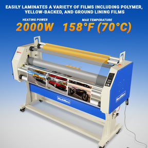 67" Wide Format Full - Auto Cold & Heat Assisted Laminator Machine (Model 1700 - A1) with 4 Trimmers, Max Speed 65.6 ft/min, 63" Max Width, 1.88" Max Thickness, Infrared Heating, Digital Control for Vinyl Graphics, Inkjet Prints, Posters-1700-A1