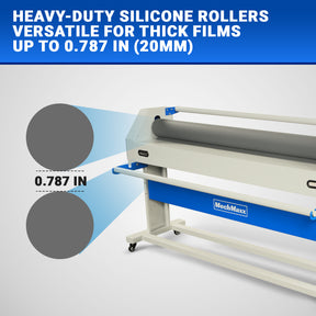 63" Wide Format Laminator Manual Cold Laminating Machine 60" Max Laminating Width,Pneumatic Roller Lift & Wear-Resistant Rubber Roller Portable Stand Included, 0.78" Max Thickness for Vinyl Graphics, Inkjet Prints, Posters-1600-C1
