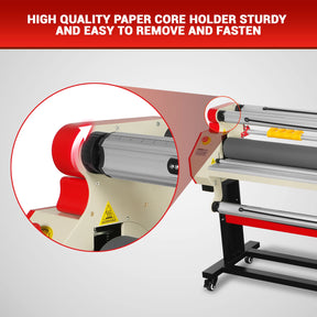 65" Wide Format Full-Auto Cold & Heat Assisted Pneumatic Laminator Machine with 4 Trimmers, Max Speed 40ft/min, 63" Max Width, Infrared Heating, Digital Control Pneumatic Roller Lifting (Requires Air Compressor, Not Included) 1700-B1RED
