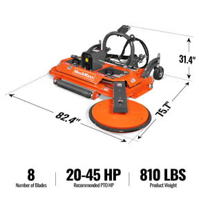 60 in Orchard Finish Mower, 3 Point Hitch Cat.1, Hydraulic Offset, PTO Shaft Included with Shear Bolt, 20–45 HP, FMS60