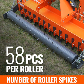 72" Heavy Duty Soil Pulverizer,  Single Spiked Roller,  25 Shanks,  Category 1 and 2,  3 Point Hitch Tractor Attachment,  TSP72