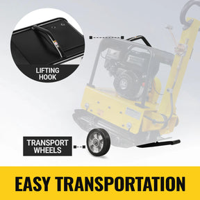 5.8 HP Reversible Plate Compactor with Wheel Kit and Extension Plates, 5625 lb Centrifugal Force, PC150Z