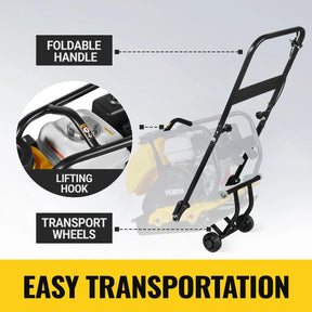 Honda GX160 Vibratory Plate Compactor with Wheel Kit, 3150 lb Centrifugal Force for Soil, Gravel, Asphalt and Paver Base, PC80H