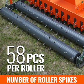 72" Heavy Duty Soil Pulverizer,  Double Spiked Roller,  25 Shanks,  Category 1 and 2,  3 Point Hitch Tractor Attachment,  TSP72D