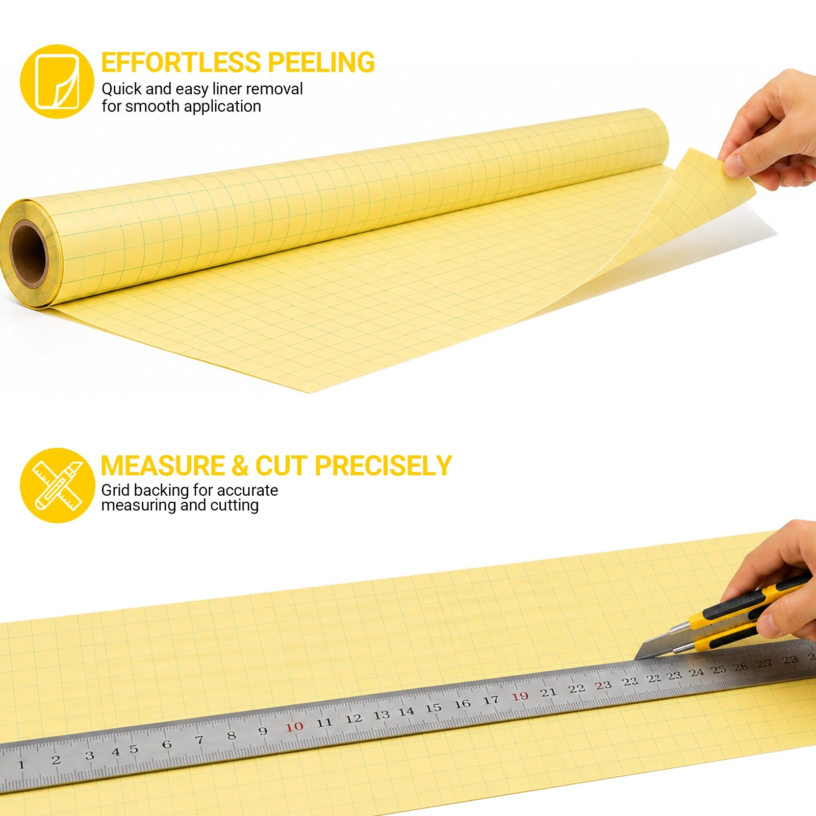 60" x 164 ft PVC Glossy Cold Laminating Film, Yellow Release Paper, for SKU: 501014, 501015, 501016, 501017, 501018, 501019, 501020, 501021, 501022