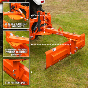 60" 6-Way Rear Blade 3 Point Hitch Tractor Attachment, RB60S