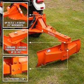 60" Heavy Duty 6-Way Rear Blade 3 Point Hitch Tractor Attachment, RB60SE