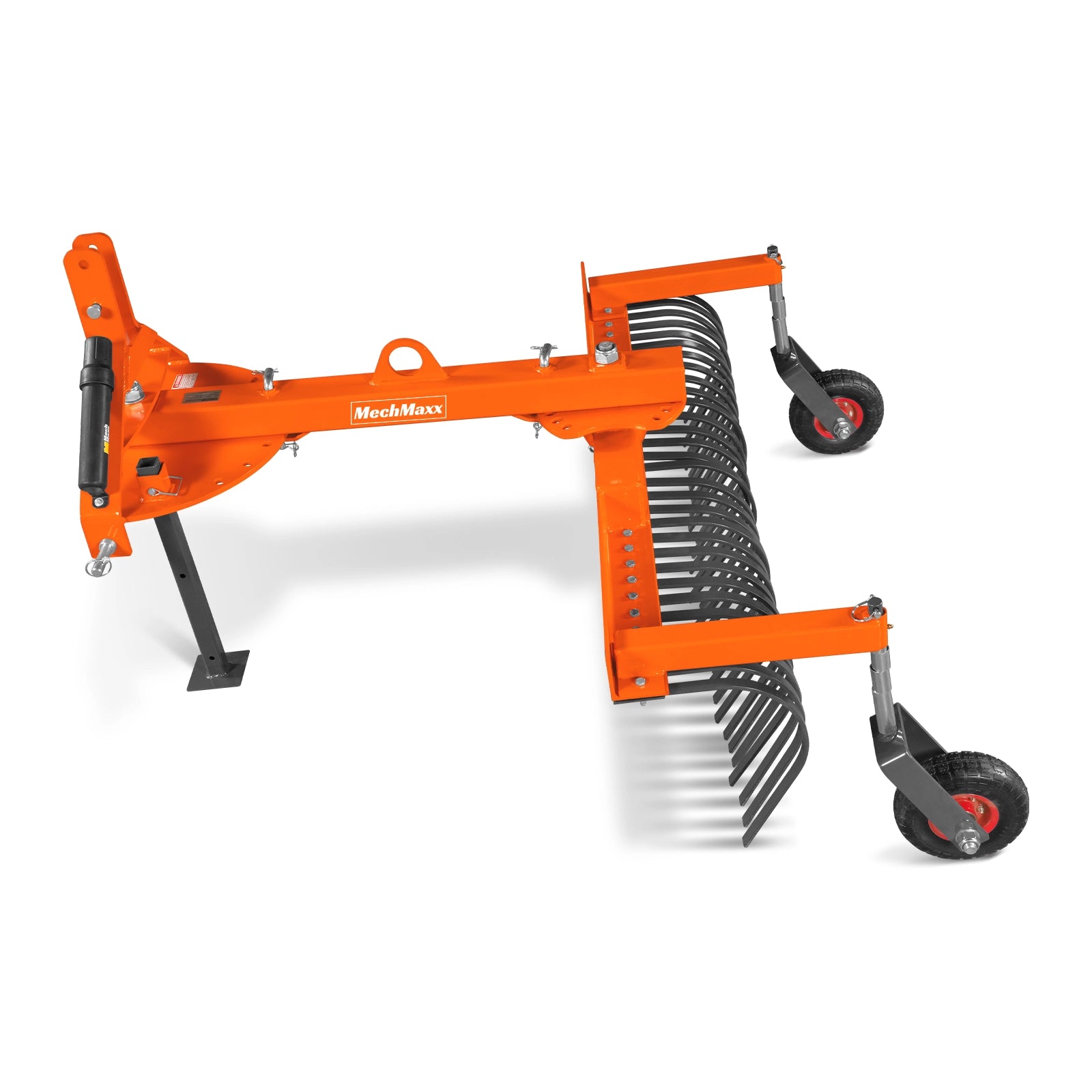 60" Offset Landscape Rake with Bolt-on Wheels & 30 Tines 3 Point Hitch Tractor Attachment, LRA60W