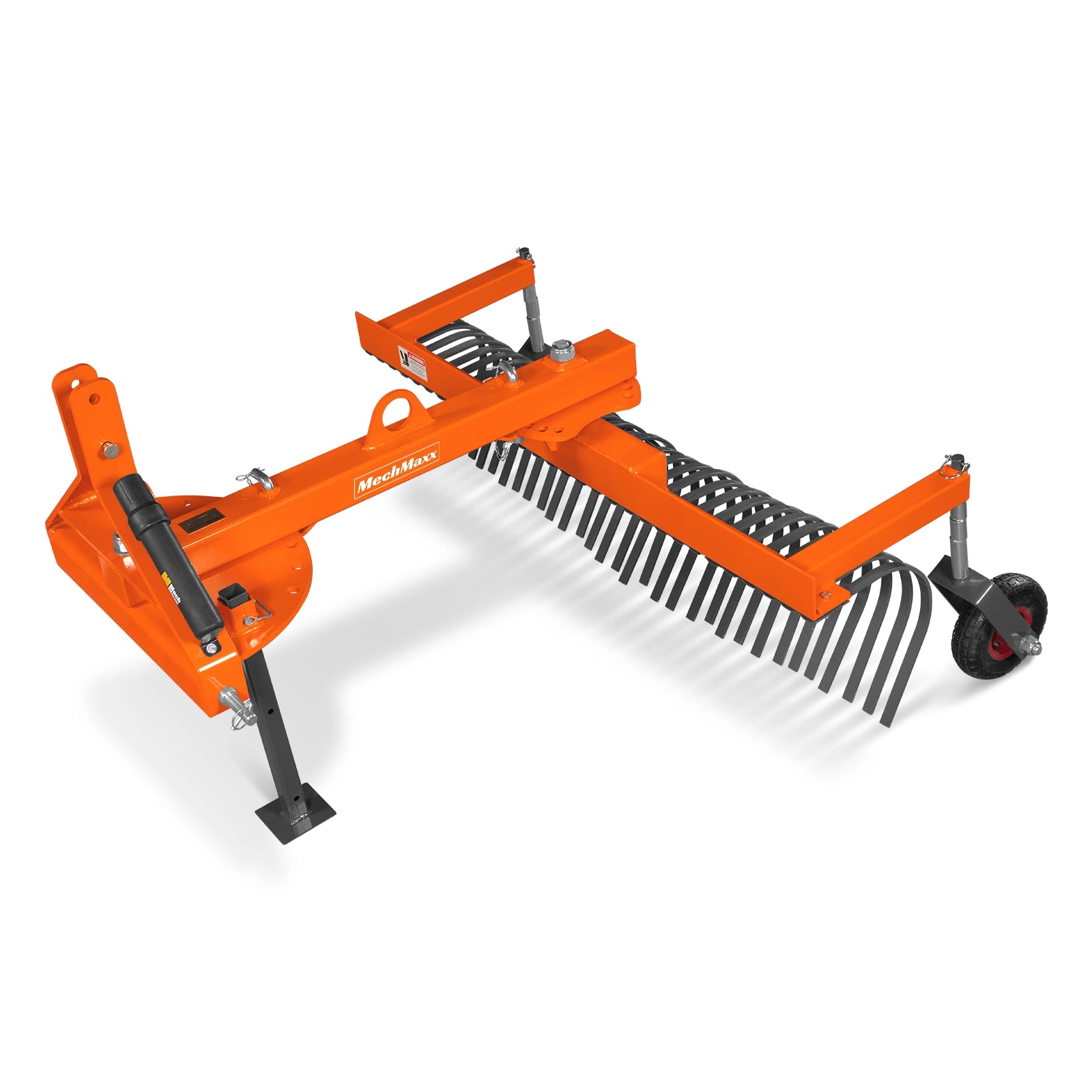 60" Offset Landscape Rake with Bolt-on Wheels & 30 Tines 3 Point Hitch Tractor Attachment, LRA60W
