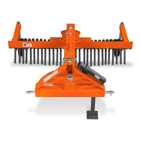 60" Offset Landscape Rake with Bolt-on Wheels & 30 Tines 3 Point Hitch Tractor Attachment, LRA60W