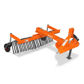 60" Offset Landscape Rake with Bolt-on Wheels & 30 Tines 3 Point Hitch Tractor Attachment, LRA60W