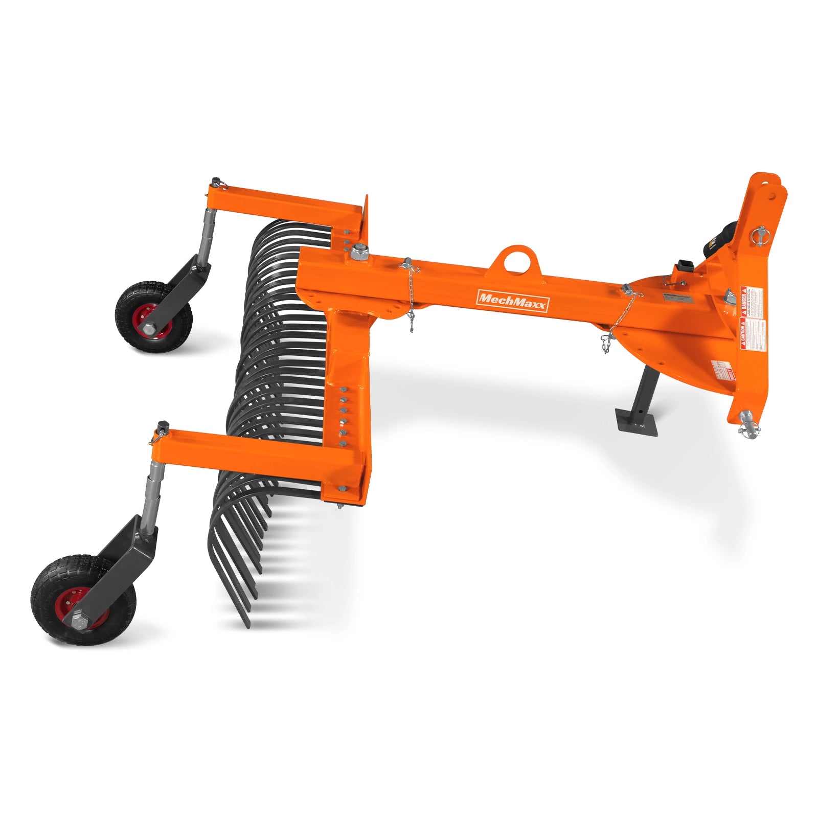 60" Offset Landscape Rake with Bolt-on Wheels & 30 Tines 3 Point Hitch Tractor Attachment, LRA60W