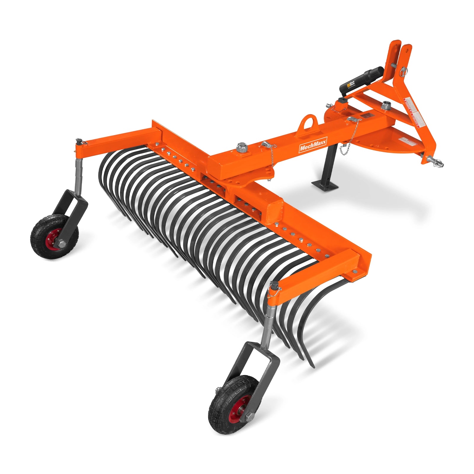 60" Offset Landscape Rake with Bolt-on Wheels & 30 Tines 3 Point Hitch Tractor Attachment, LRA60W