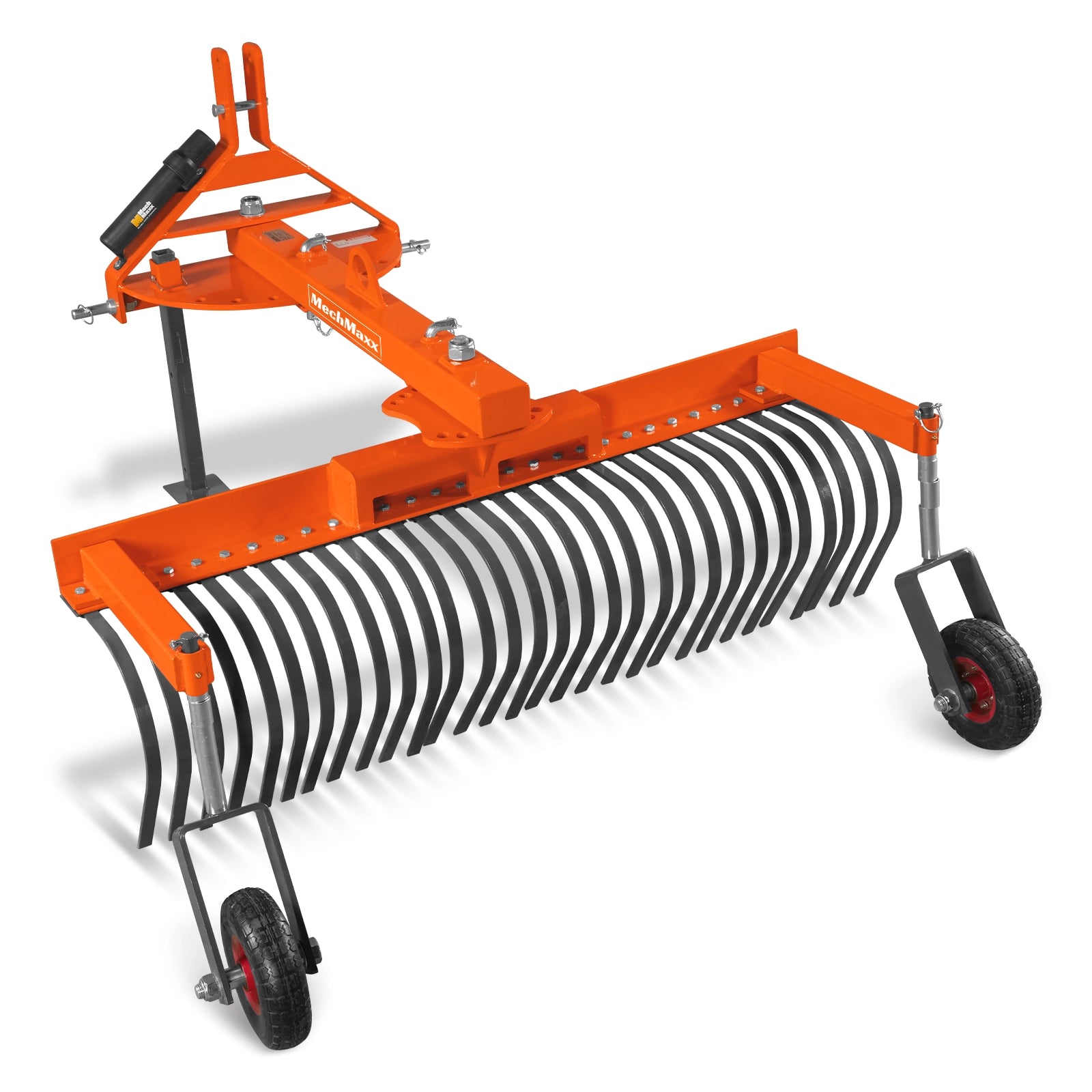 60" Offset Landscape Rake with Bolt-on Wheels & 30 Tines 3 Point Hitch Tractor Attachment, LRA60W