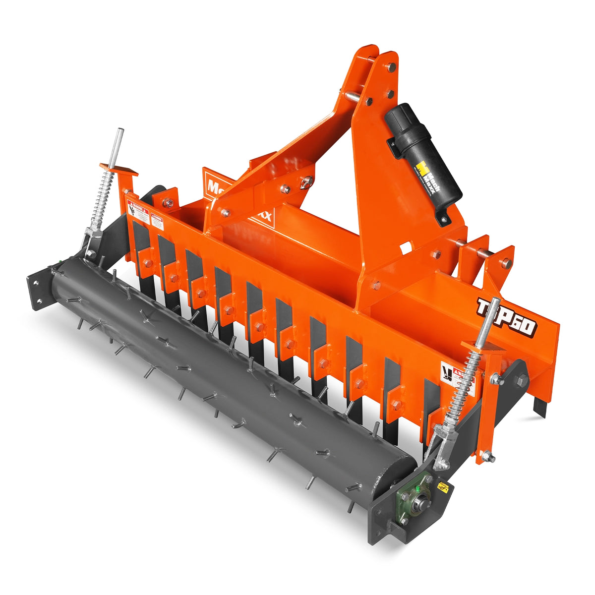 60" Soil Pulverizer, Single Spiked Roller, 21 Shanks, Category 1 and 2, 3 Point Hitch Tractor Attachment, TSP60