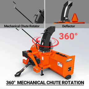 84" 3 Point PTO Snow Blower 24" Impeller Diameter 360° Snow Chute (PTO Shaft Included with Slip Clutch), 30-65 HP, TSB84T