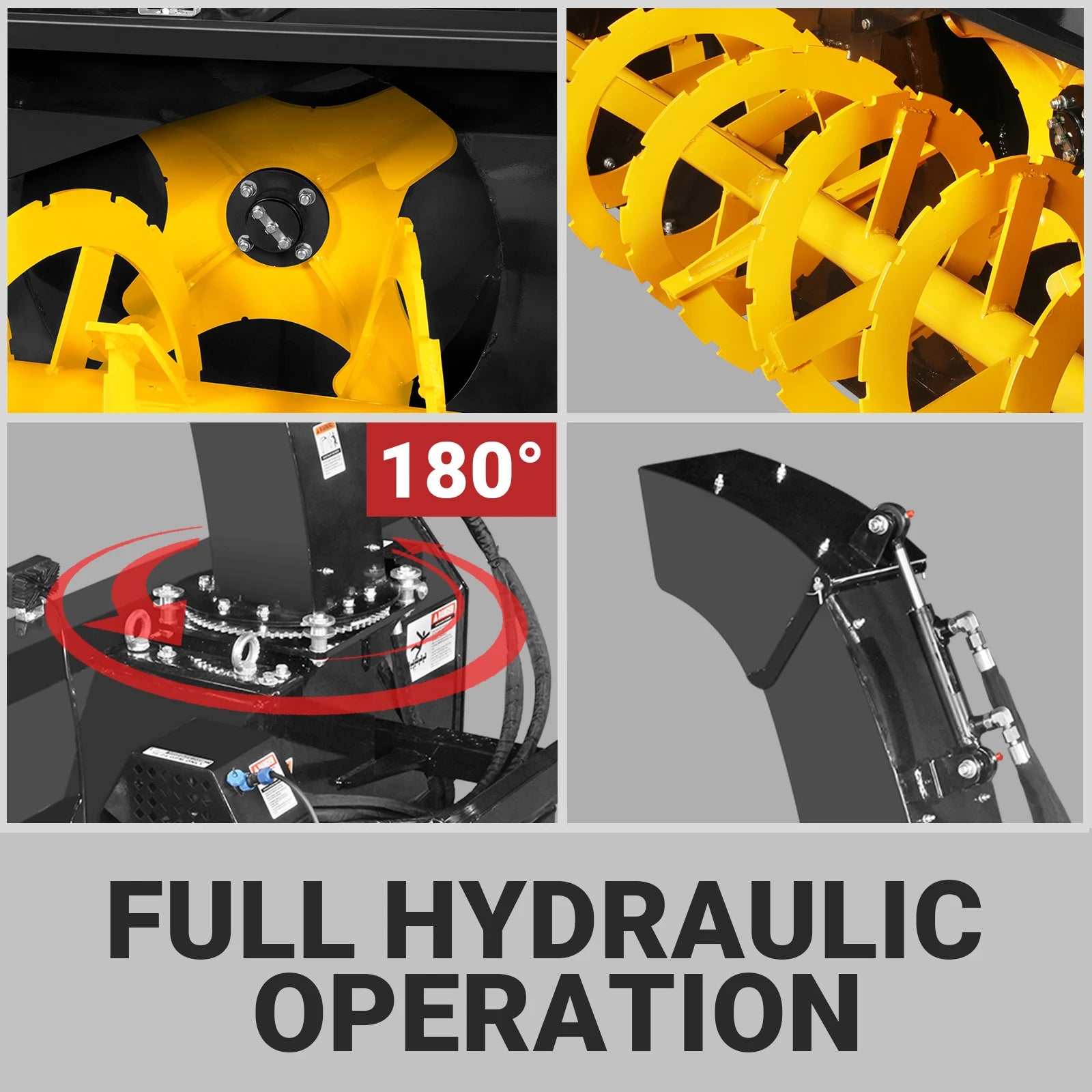 72" Hydraulic Skid Steer Snow Blower, 16–24 GPM, Hydraulic Chute Rotator & Deflector, 24" Impeller, SSB72H