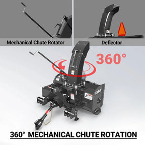 48" 3 Point PTO Snow Blower 20" Impeller Diameter 360° Snow Chute (PTO Shaft Included with Slip Clutch),  15-35 HP,  TSB48