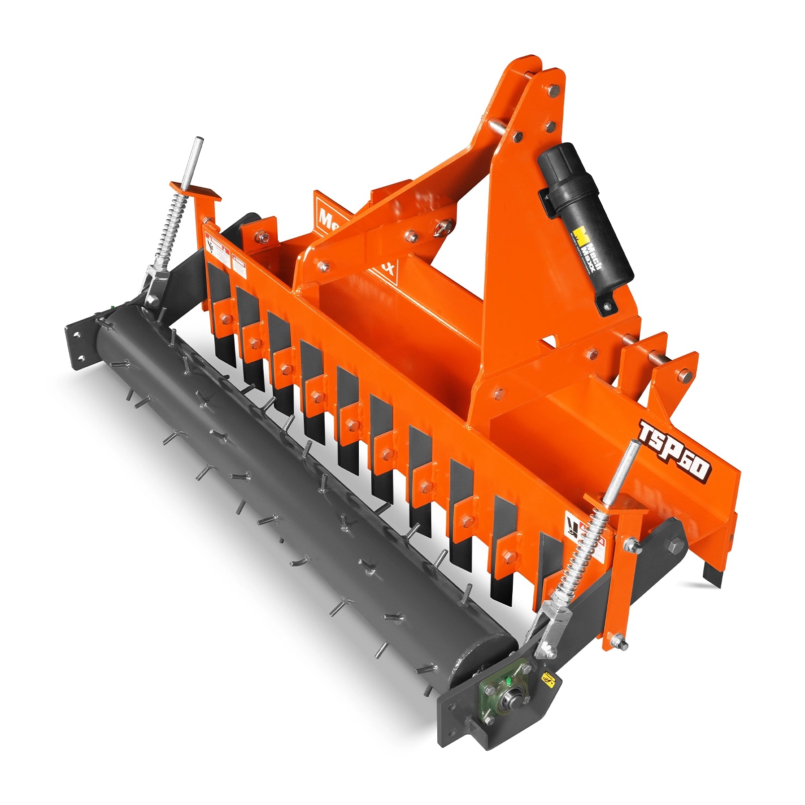 60" Soil Pulverizer, Single Spiked Roller, 21 Shanks, Category 1 and 2, 3 Point Hitch Tractor Attachment, TSP60