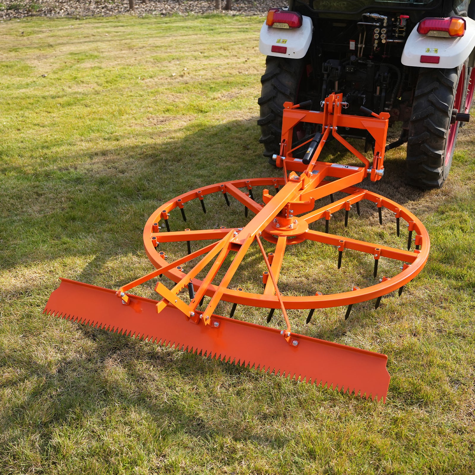 72" Arena Spin Harrow Groomer with 35 Tines and Rake Cat.1 3 Point Hitch Grooming Attachment, AHG72R