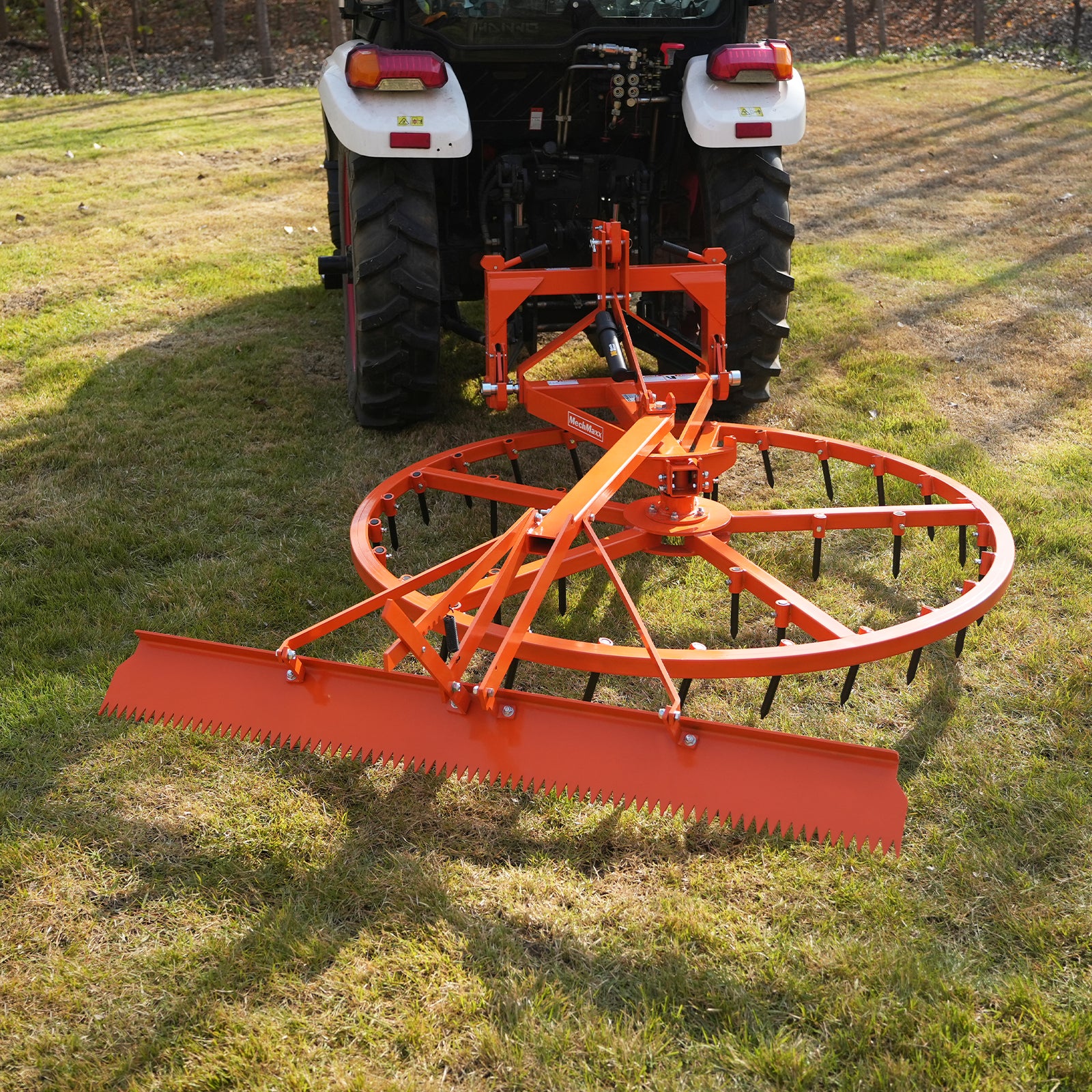 72" Arena Spin Harrow Groomer with 35 Tines and Rake Cat.1 3 Point Hitch Grooming Attachment, AHG72R