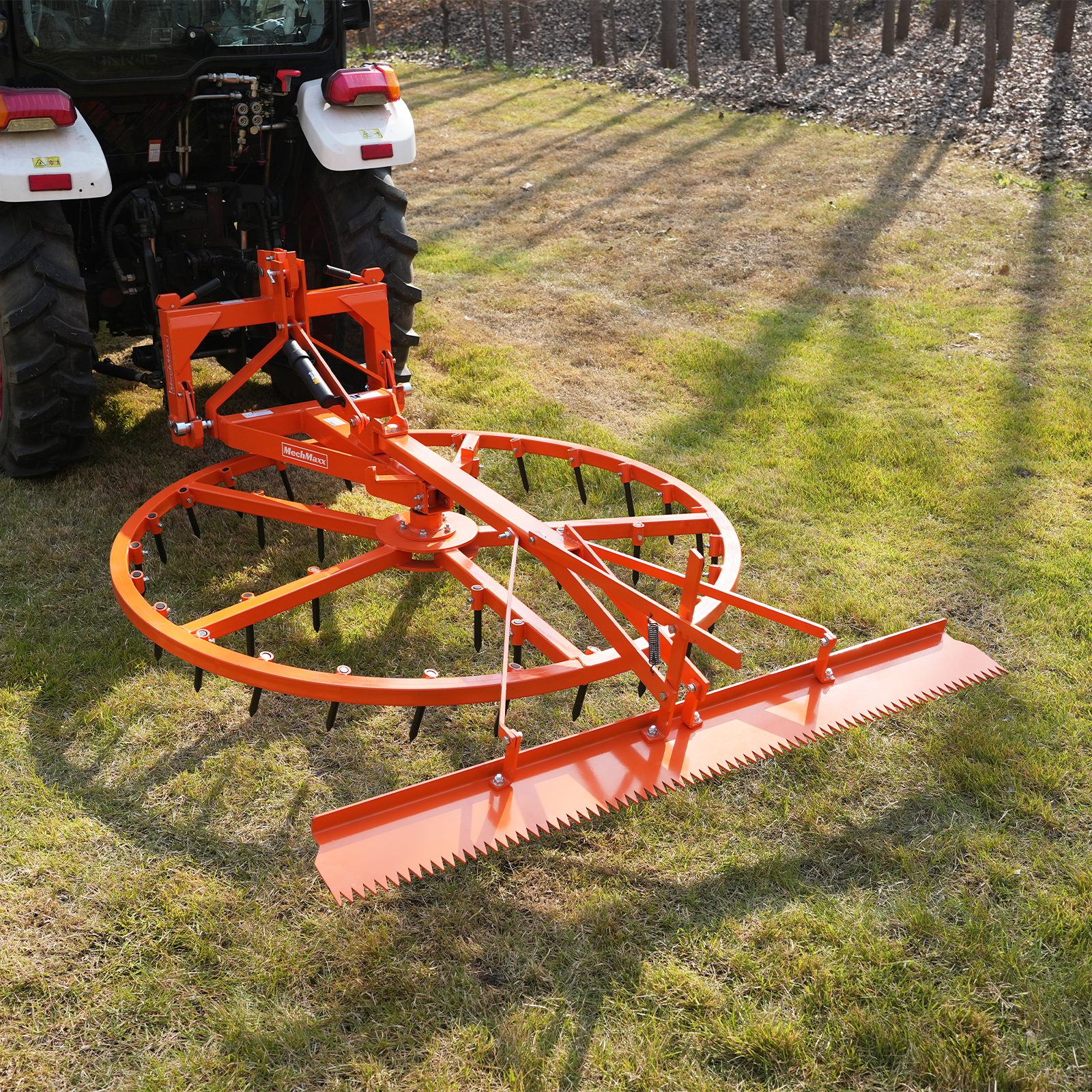 72" Arena Spin Harrow Groomer with 35 Tines and Rake Cat.1 3 Point Hitch Grooming Attachment, AHG72R