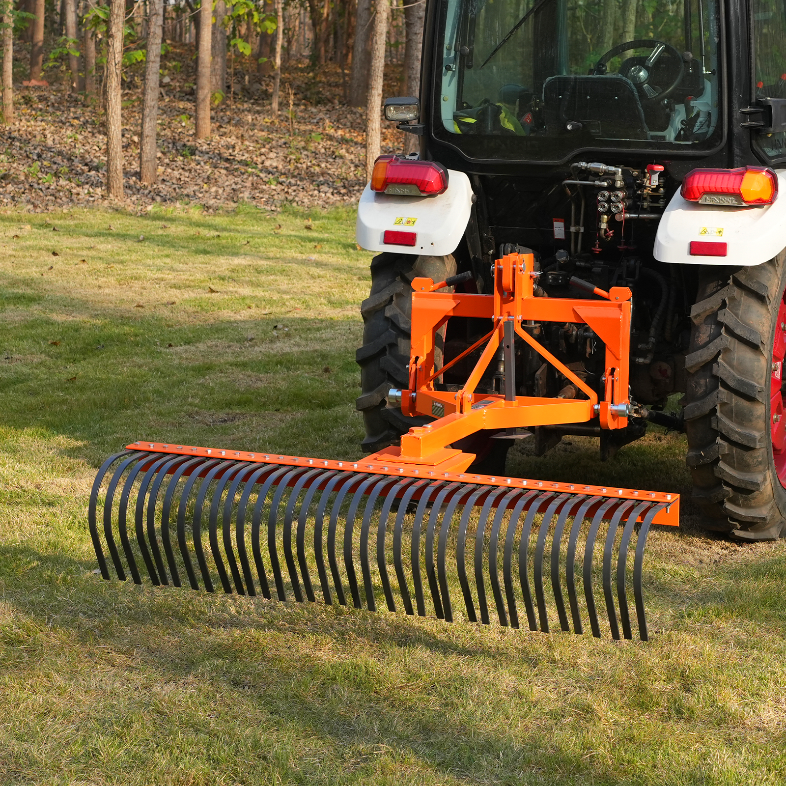 72" Landscape Rake with 36 Tines 3 Point Hitch Tractor Attachment, LR72