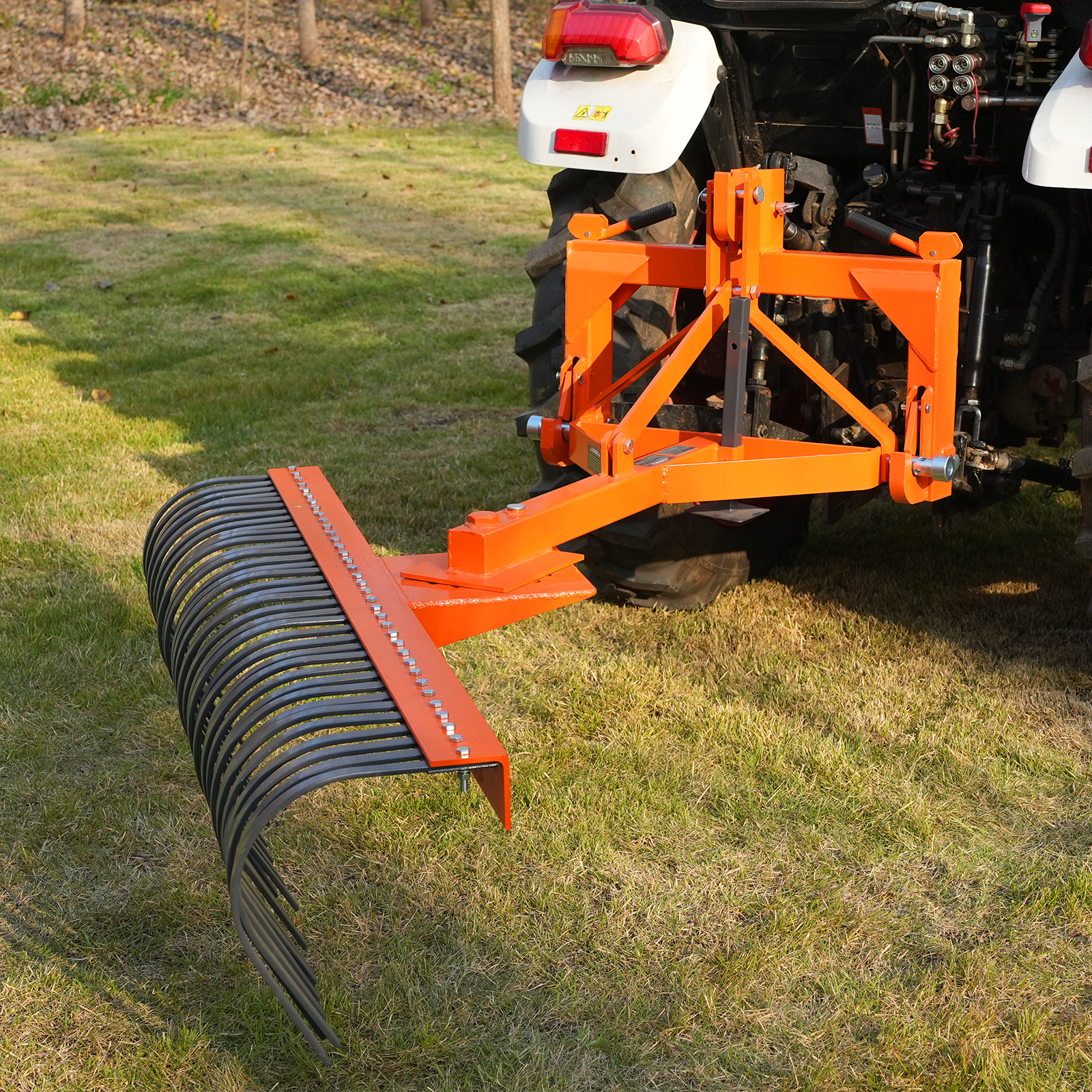 72" Landscape Rake with 36 Tines 3 Point Hitch Tractor Attachment, LR72