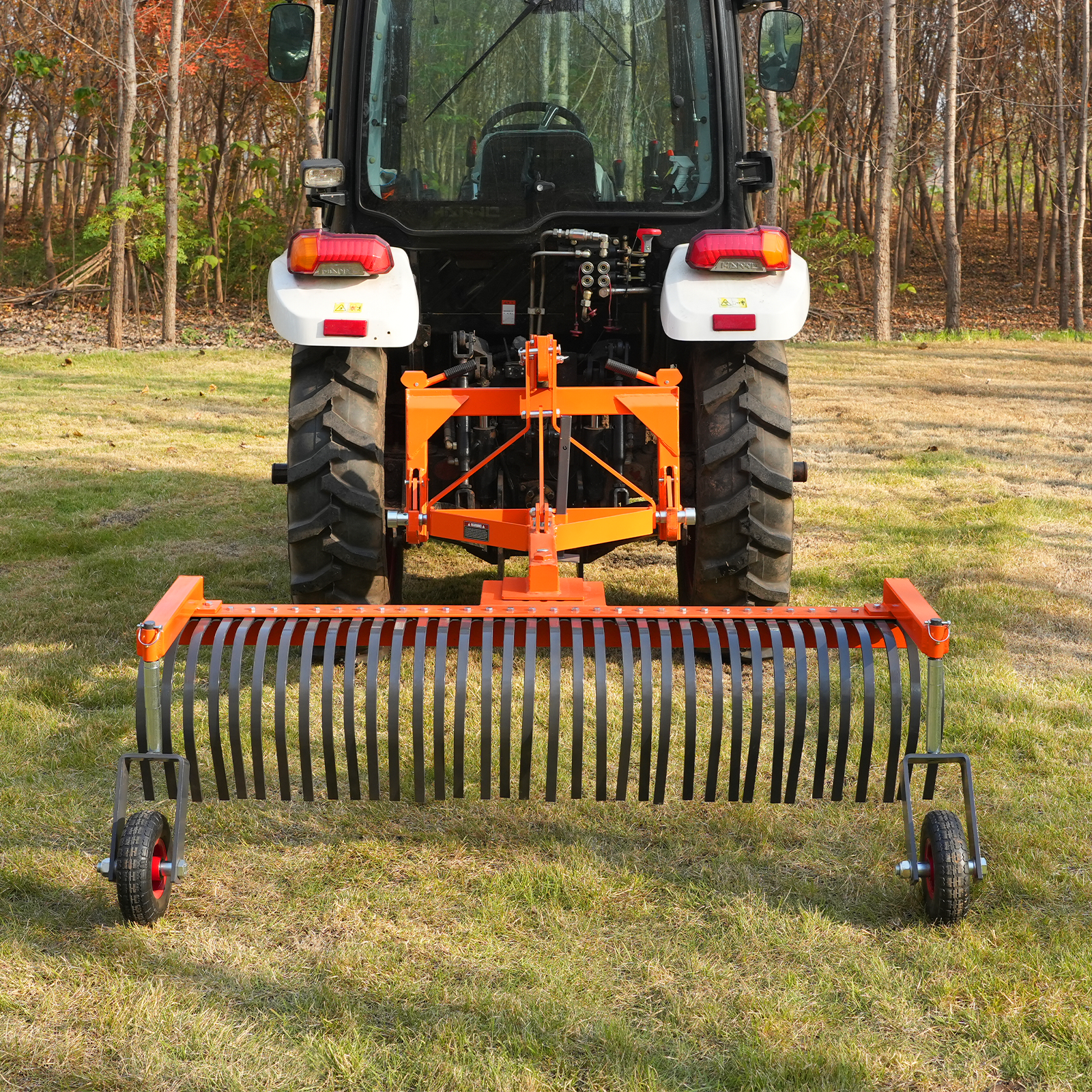 72" Landscape Rake with Bolt-On Wheels & 36 Tines 3 Point Hitch Tractor Attachment, LR72W