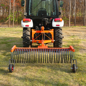 72" Landscape Rake with Bolt-On Wheels & 36 Tines 3 Point Hitch Tractor Attachment, LR72W