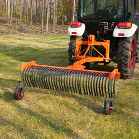 72" Landscape Rake with Bolt-On Wheels & 36 Tines 3 Point Hitch Tractor Attachment, LR72W