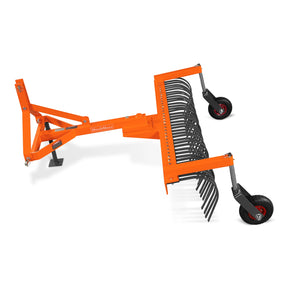72" Landscape Rake with Bolt-On Wheels & 36 Tines 3 Point Hitch Tractor Attachment, LR72W