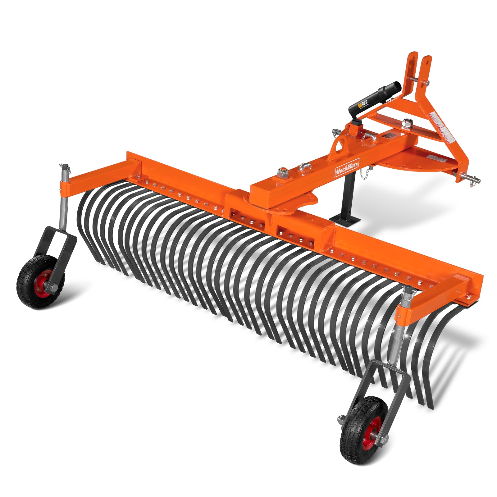 72" Offset Landscape Rake with Bolt-on Wheels & 36 Tines 3 Point Hitch Tractor Attachment, LRA72W